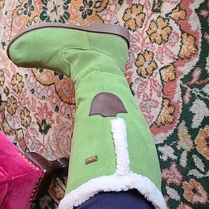 Amazon fur lined green knee high boots